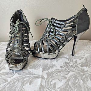 Gray Platforms with Mirror Stiletto Heel